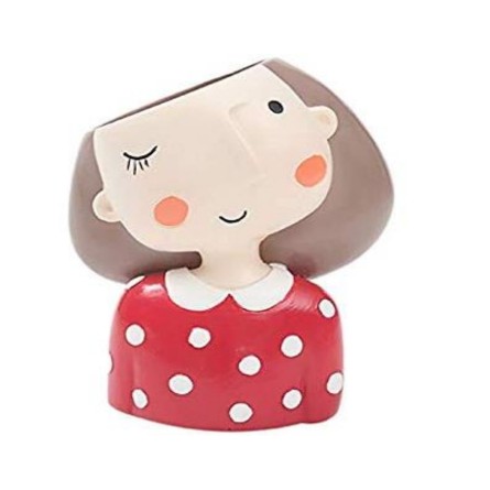 Girl Red Resin Pot